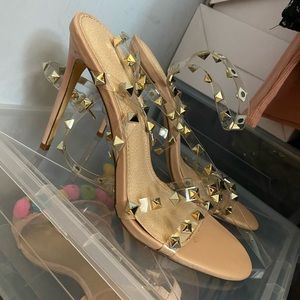 Studded ankle wrapped heels